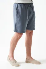 Erkek Antrasit Baggy Double Paça Müslin Şort