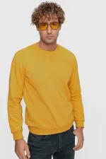 Erkek Hardal (22-7781) Bisiklet Yaka Basic Üç İp Sweatshirt
