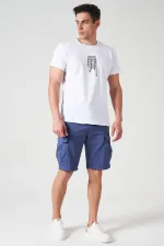 Erkek Beyaz Bisiklet Yaka Orıgınal Enjeksiyon Baskılı Tişört