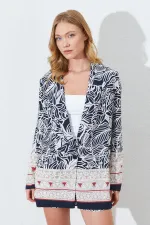 Kadın Siyah Eteği Sulu Blazer Ceket