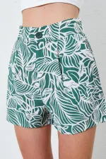 Kadın Haki Desenli Mini Şort