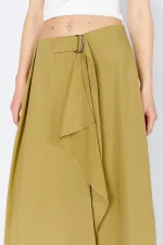 Kadın Olive 3495 Beli Kemerli Parça Detaylı Etek