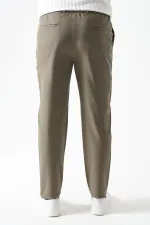 Erkek 2916-Haki Beli Yarım Lastikli ve Fermuarlı Yerli Teknik SRN42 Kumaş Pantolon