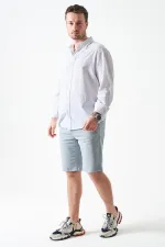 Erkek Beyaz Uzun Kol Basic Pamuk Flam Regular Gömlek