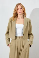 Veste blazer courte Çağla pour femme, à un bouton, en polyviscose