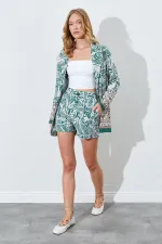 Kadın Haki Desenli Mini Şort