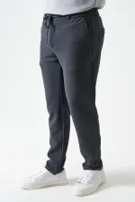 Erkek Antrasit Beli Yarım Lastikli Mendi Örme Jakar Pantolon