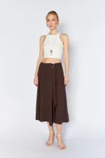 Jupe marron pour femme 3495 avec ceinture et détail à la taille