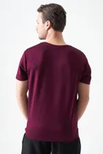 T-shirt homme prune à col rond, fabriqué en modal imprimé