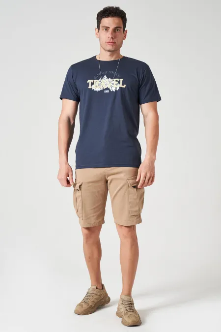 Short cargo beige côtelé pour homme