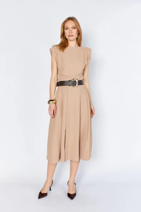 Jupe midi plissée en vison pour femme 3496