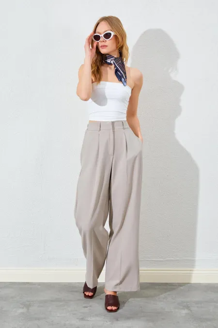 Kadın Vizon Çift Fleto Poliviskon Pantolon