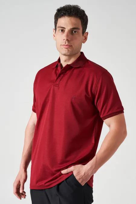 Erkek Bordo Ayaklı Yaka Ottoman Basic Tişört