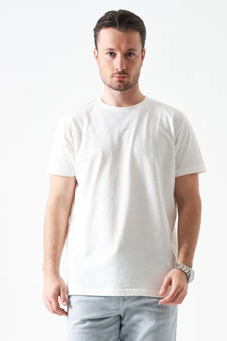 T-shirt basique ottoman blanc à col rond pour homme