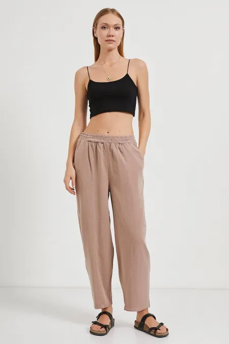 Women's Mink (5456) Front Stitched Balloon Cut Tencel Pants