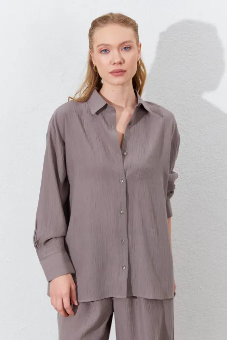 Chemise oversize en vison pour femme