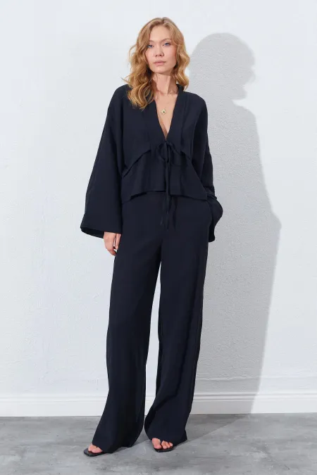 Kadın Siyah Palazzo Pantolon