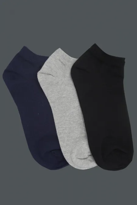 Lot de 3 paires de chaussettes basiques pour homme (noir, marine et gris)