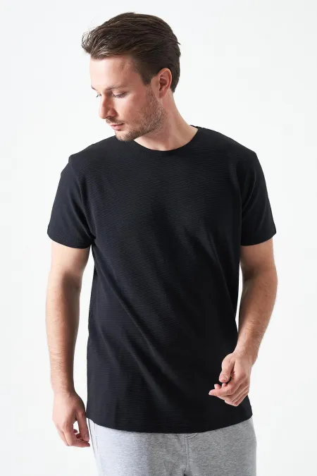 T-shirt basique ottoman noir à col rond pour homme