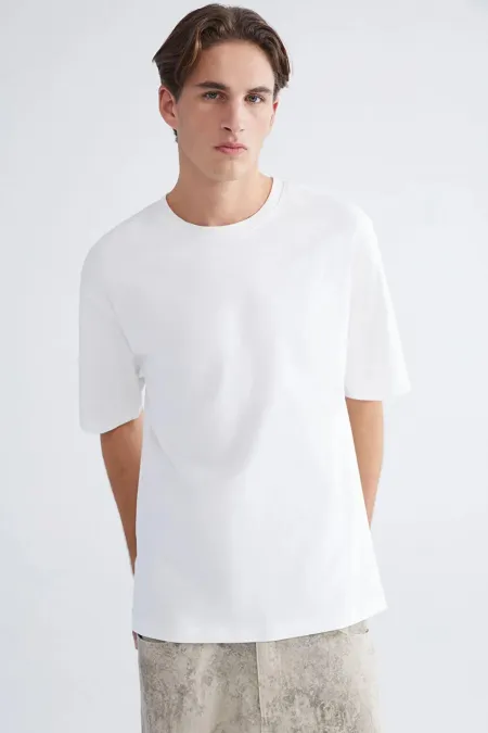 T-shirt basique en modal à col rond Off-White pour homme