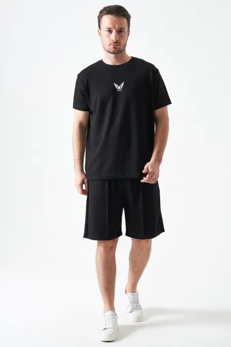 Erkek Siyah Önü Çima Dikişli Modal Şort