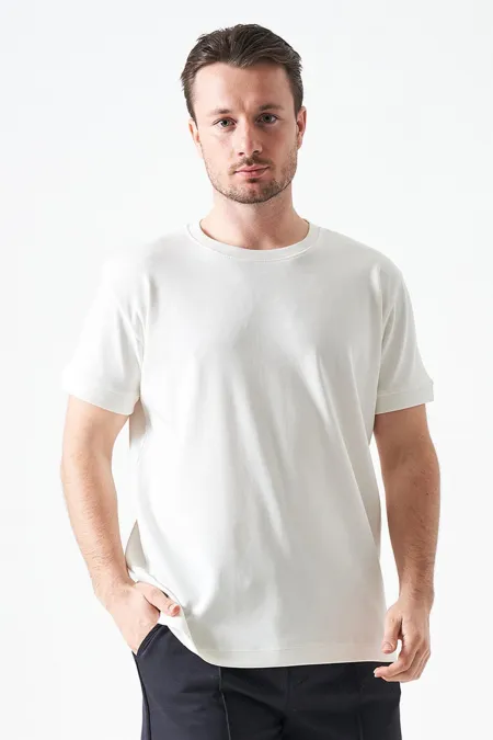 T-shirt basique blanc à col rond pour homme