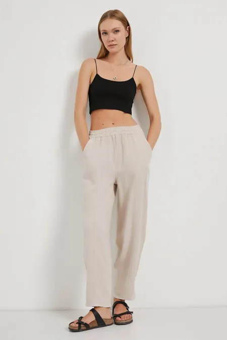 Women's Stone (5456) Front Stitched Balloon Cut Tencel Pants