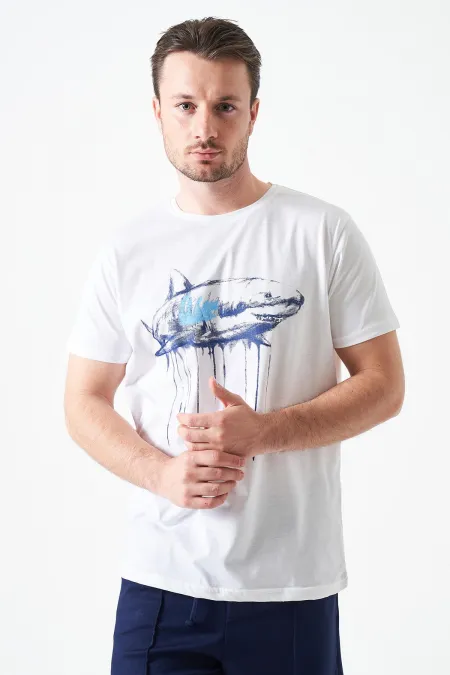 T-shirt homme Off-White à col rond et imprimé requin