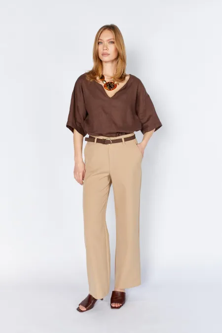 Women's Mink 2039 Wide Leg Trousers with Belt