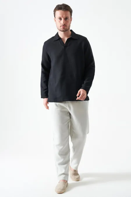 Erkek Taş Bel Bağlamalı Baggy Müslin Pantolon