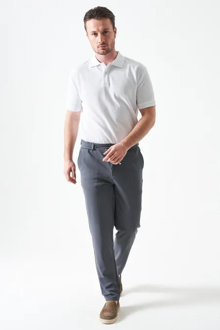 Pantalon basique en piqué semi-élastique pour homme, référence 4074, couleur anthracite.