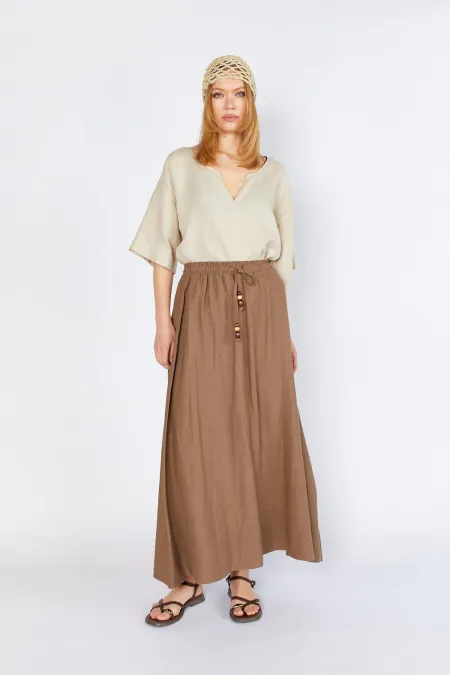 Jupe café pour femme, coutures épaisses, taille élastique