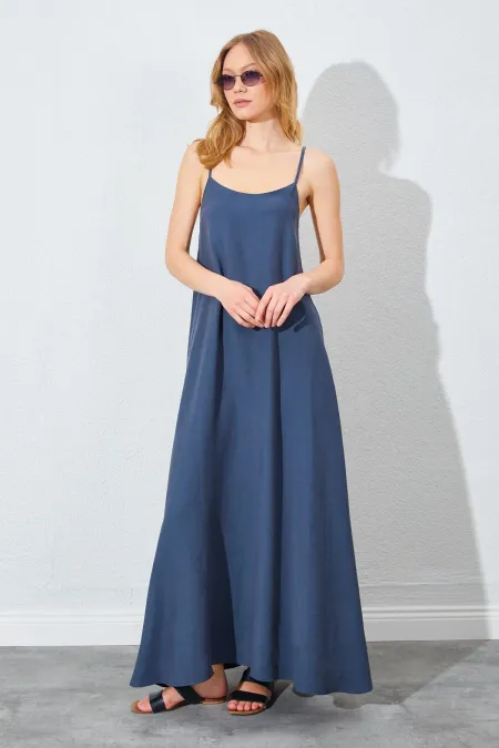 Kadın Antrasit U Yaka Salaş Modal Elbise