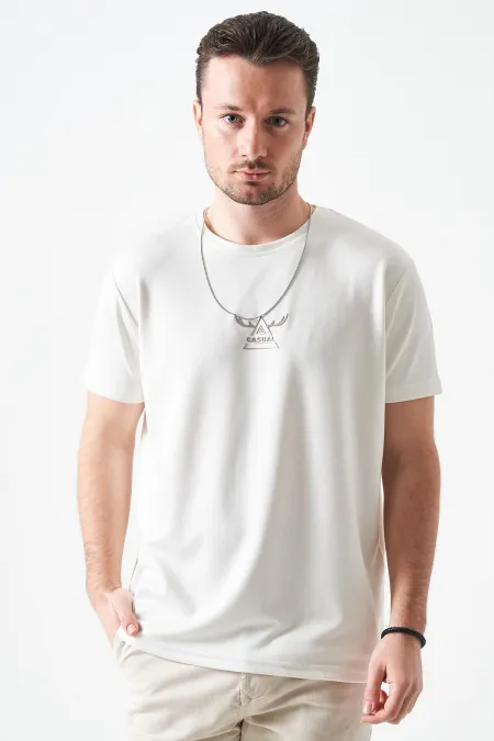 T-shirt homme Off-White à col rond et imprimé décontracté en modal
