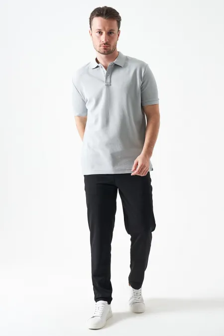 Erkek Siyah Beli Yarım Lastikli Pike Basic Pantolon