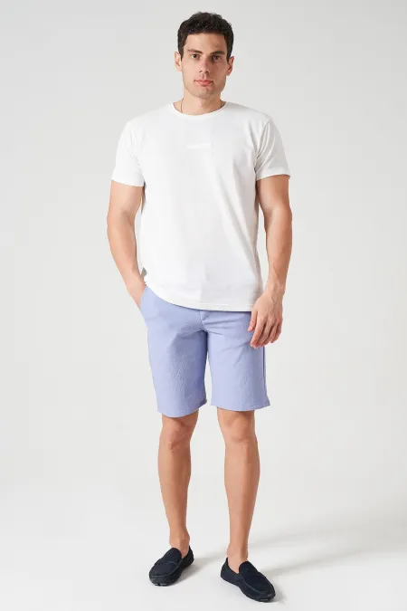 Short indigo pour homme avec ceinture semi-élastiquée et finitions dorées