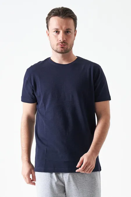 T-shirt basique Ottoman bleu marine à col rond pour homme