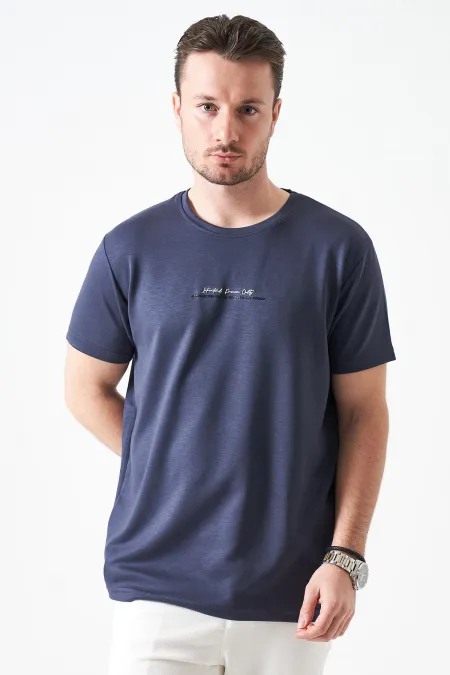 T-shirt homme anthracite à col rond en modal avec imprimé MANFECTUREO