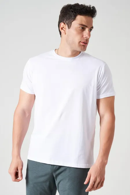 T-shirt basique blanc à col rond pour homme