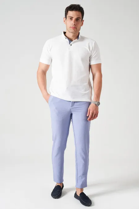 Men's Indigo Half-Elastic Waist Gold Waffle Trousers