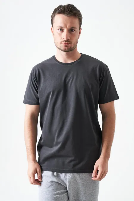 T-shirt basique à col rond anthracite pour homme