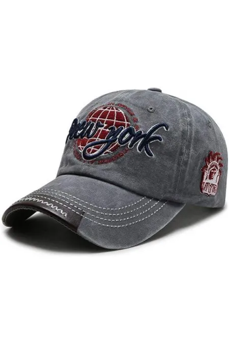 Casquette de baseball grise imprimée lavable pour femme