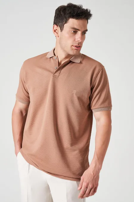 Erkek Vizon Ayaklı Yaka Ottoman Basic Tişört