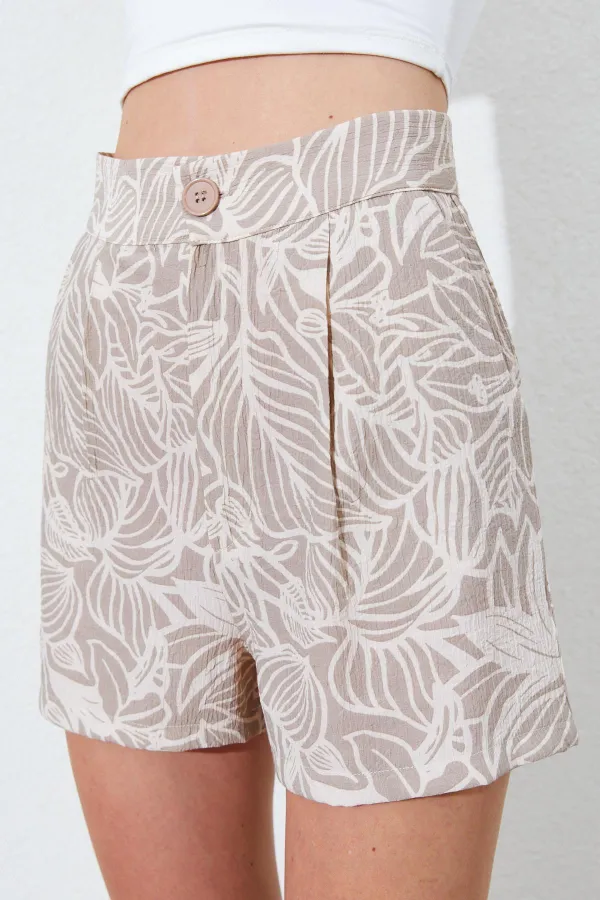 Kadın Vizon Desenli Mini Şort