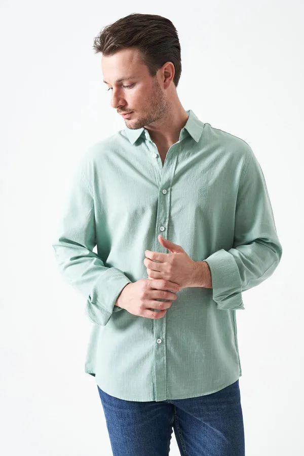 Erkek Elma Uzun Kol Basic Pamuk Flam Regular Gömlek