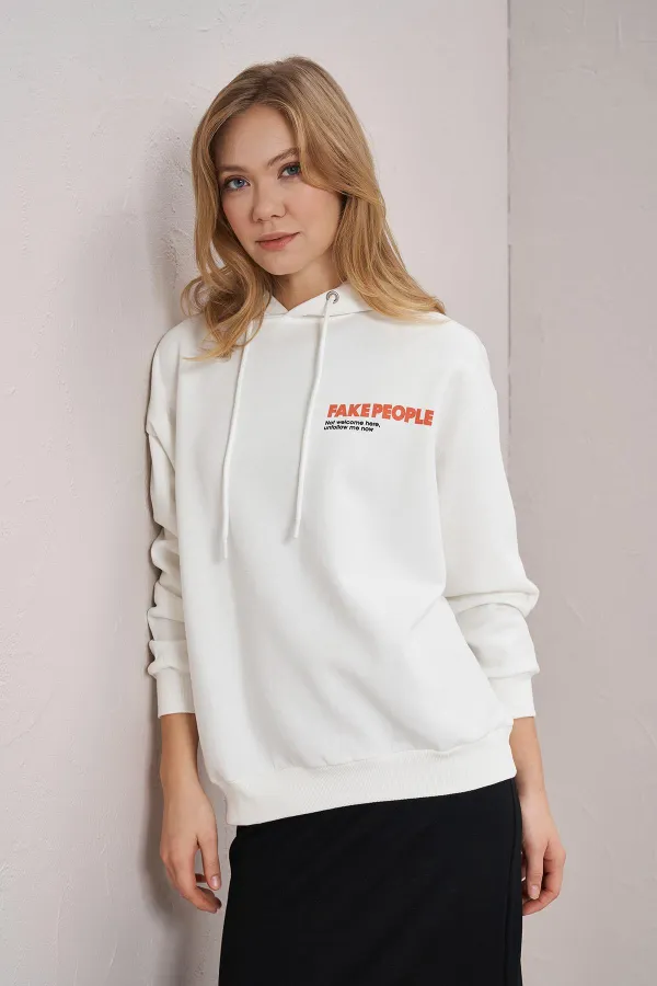Women's Off-White Fake People Print Three-Thread Sweatshirt