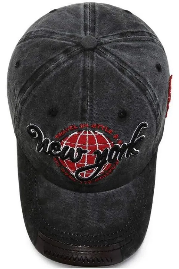 Kadın Siyah Yazılı ve Baskılı Yıkamalı Kep Şapka