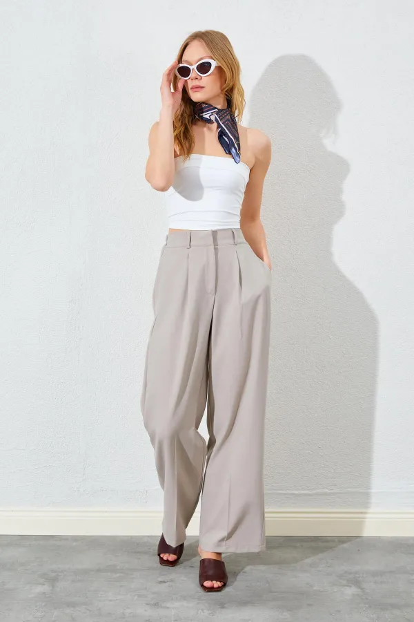 Kadın Vizon Çift Fleto Poliviskon Pantolon