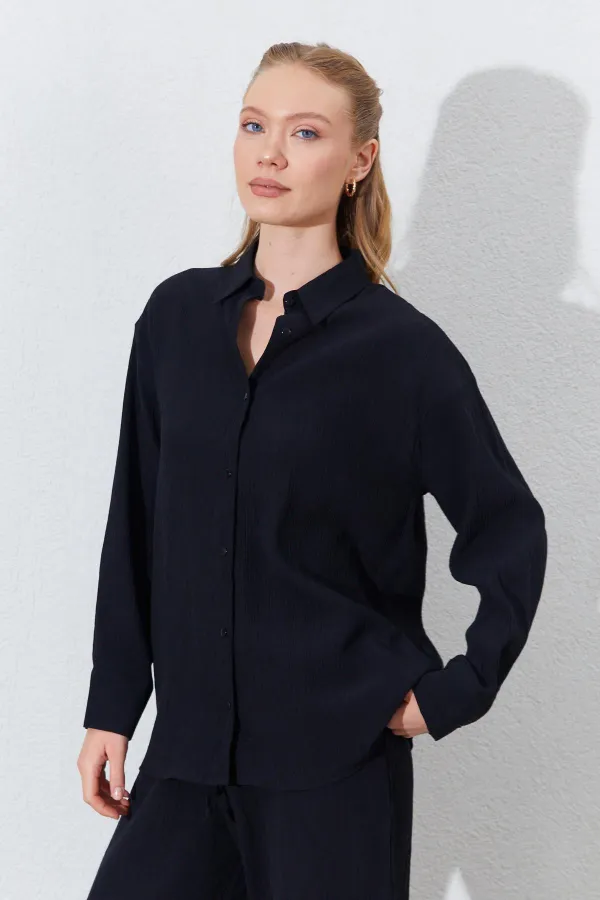 Kadın Siyah Oversize Gömlek