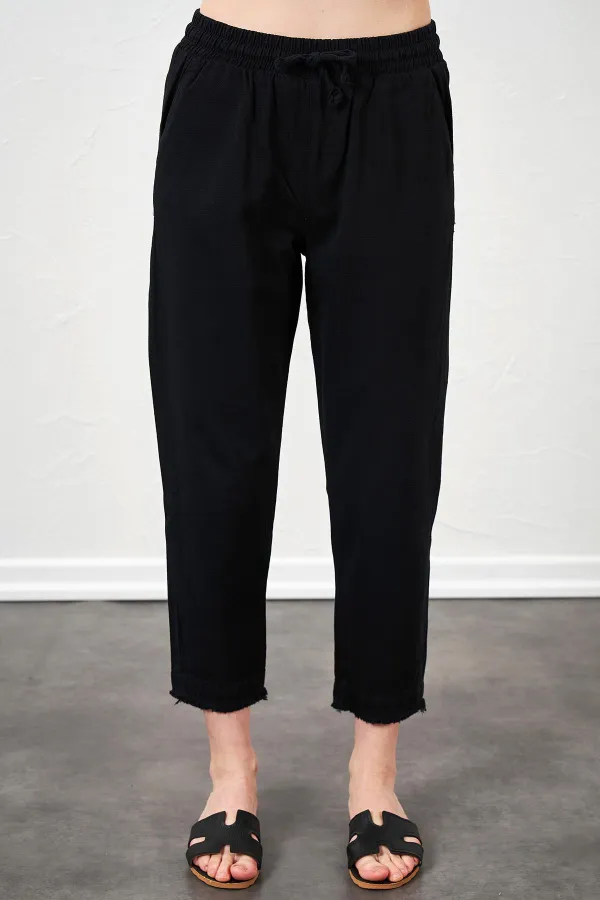 Women's Black (6813) Gabardine Trousers with Dirty Stitching